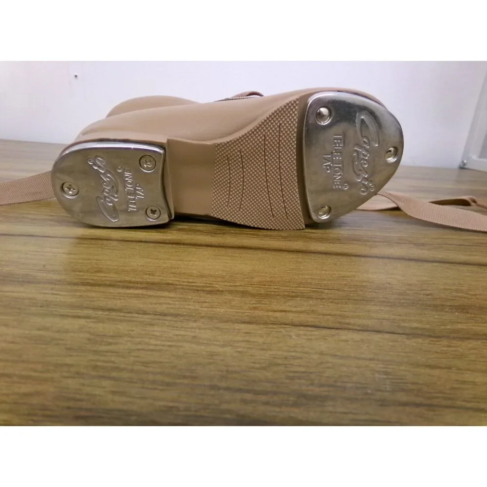 Pre-Owned Dance Tap Shoes Capezio Toddler Kids 7M Tyette Man Made Elastic Stude